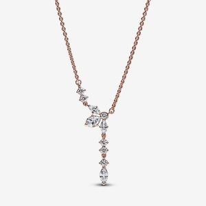 Pandora Sparkling Herbarium Cluster Drop Collier Necklace Flower 14k rose gold